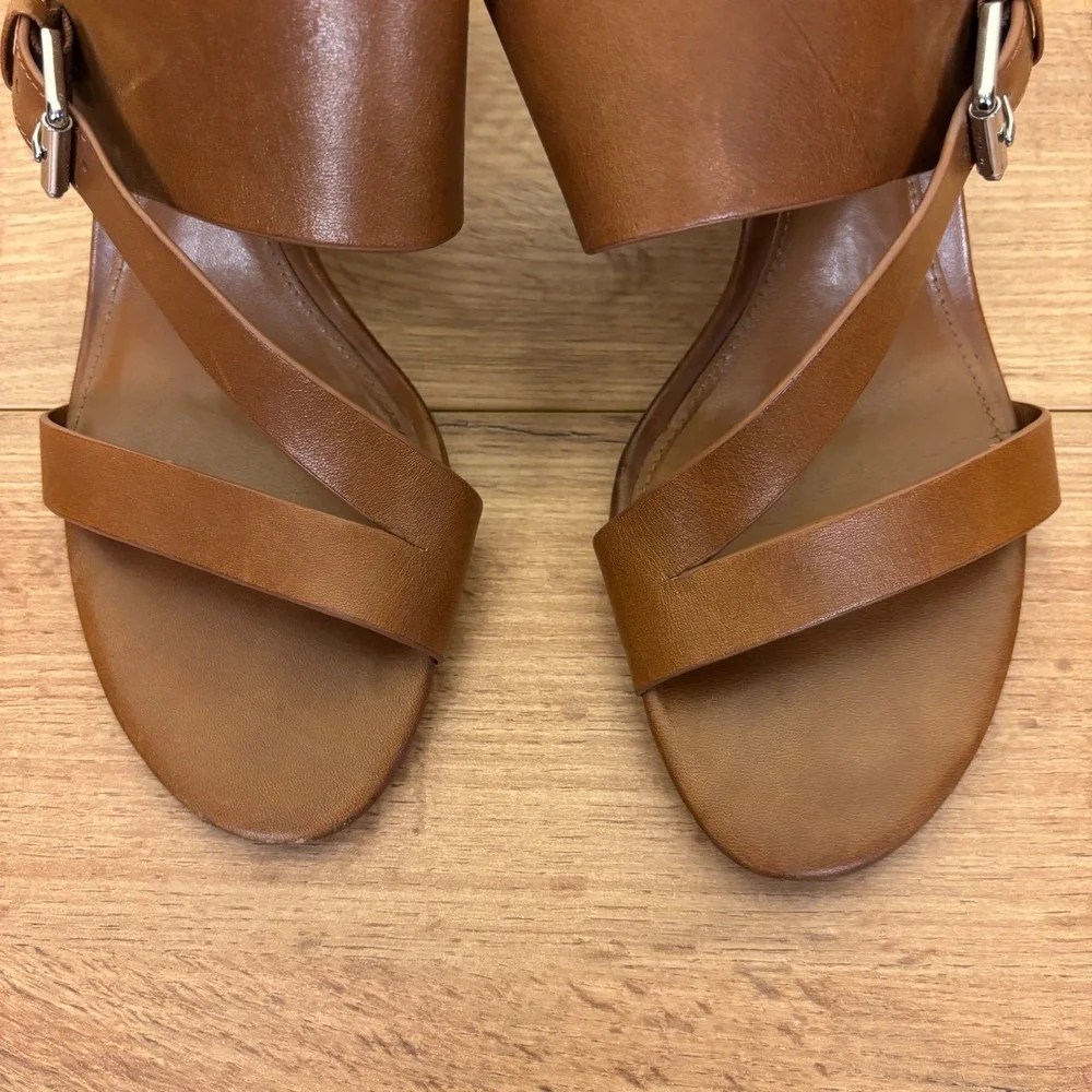LAUREN RALPH LAUREN Florin Vachetta Leather‎ Sandal Deep Saddle Tan Women Size 8